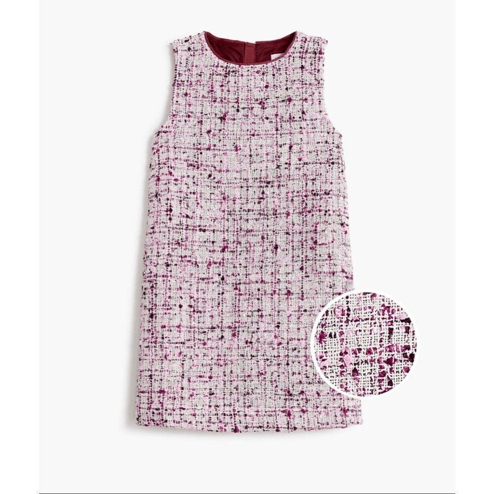 J Crew CrewcutsโGirls' shift dress Girly Tweed Combo Sleeveless Purple White siz